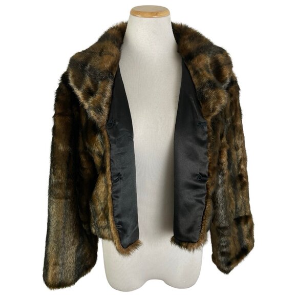 CEJON Faux Fur Jacket Short Length Brown Black Hidden Fasteners Not Worn… - Picture 6 of 6